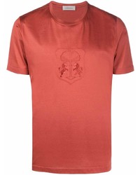 orange besticktes T-Shirt mit einem Rundhalsausschnitt von Corneliani
