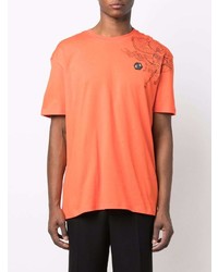 orange besticktes T-Shirt mit einem Rundhalsausschnitt von Philipp Plein