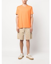 orange besticktes T-Shirt mit einem Rundhalsausschnitt von Polo Ralph Lauren