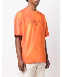 orange besticktes T-Shirt mit einem Rundhalsausschnitt von Daily Paper