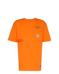 orange besticktes T-Shirt mit einem Rundhalsausschnitt von Heron Preston