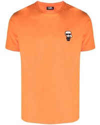 orange besticktes T-Shirt mit einem Rundhalsausschnitt von Karl Lagerfeld