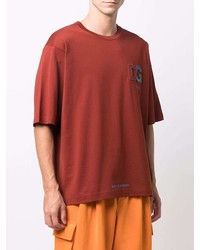 orange besticktes T-Shirt mit einem Rundhalsausschnitt von Dolce & Gabbana