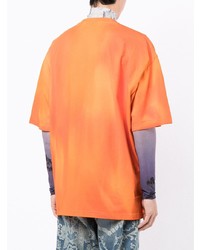 orange besticktes T-Shirt mit einem Rundhalsausschnitt von Daily Paper