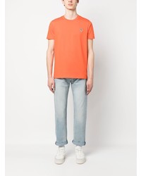 orange besticktes T-Shirt mit einem Rundhalsausschnitt von PS Paul Smith