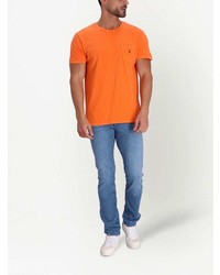 orange besticktes T-Shirt mit einem Rundhalsausschnitt von Polo Ralph Lauren