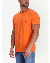 orange besticktes T-Shirt mit einem Rundhalsausschnitt von Polo Ralph Lauren