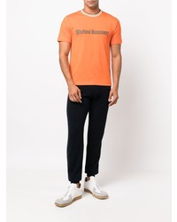 orange besticktes T-Shirt mit einem Rundhalsausschnitt von Wales Bonner