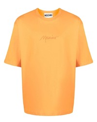 orange besticktes T-Shirt mit einem Rundhalsausschnitt von Moschino