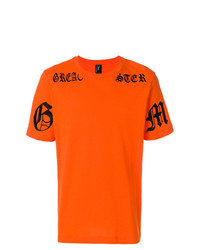 orange besticktes T-Shirt mit einem Rundhalsausschnitt von Omc