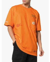 orange besticktes T-Shirt mit einem Rundhalsausschnitt von Heron Preston