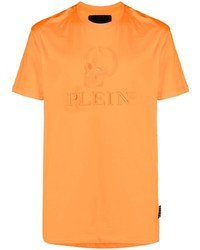 orange besticktes T-Shirt mit einem Rundhalsausschnitt von Philipp Plein
