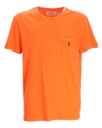 orange besticktes T-Shirt mit einem Rundhalsausschnitt von Polo Ralph Lauren