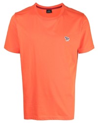 orange besticktes T-Shirt mit einem Rundhalsausschnitt von PS Paul Smith