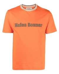 orange besticktes T-Shirt mit einem Rundhalsausschnitt von Wales Bonner