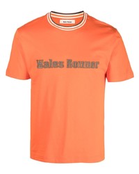 orange besticktes T-Shirt mit einem Rundhalsausschnitt von Wales Bonner