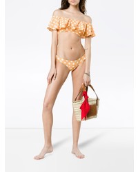 orange Bikinioberteil mit Rüschen von Lisa Marie Fernandez