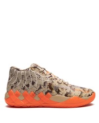 orange Camouflage hohe Sneakers