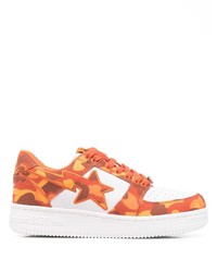 orange Camouflage Leder niedrige Sneakers