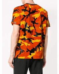 orange Camouflage T-Shirt mit einem Rundhalsausschnitt von Valentino