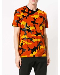 orange Camouflage T-Shirt mit einem Rundhalsausschnitt von Valentino