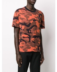 orange Camouflage T-Shirt mit einem Rundhalsausschnitt von McQ Swallow