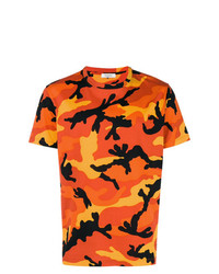 orange Camouflage T-Shirt mit einem Rundhalsausschnitt von Valentino