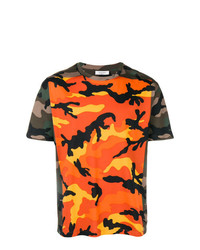 orange Camouflage T-Shirt mit einem Rundhalsausschnitt von Valentino