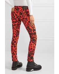 orange enge Jeans mit Leopardenmuster von R13