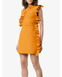 orange Etuikleid mit Rüschen von MSGM