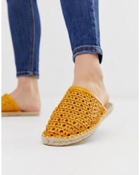 orange flache Sandalen aus Leder von ASOS DESIGN