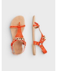 orange flache Sandalen aus Leder von Bianco