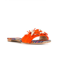 orange flache Sandalen aus Wildleder von Casadei