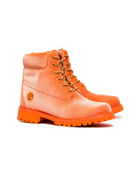 orange flache Stiefel mit einer Schnürung von Off-White