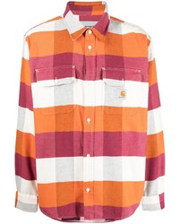orange Flanell Langarmhemd mit Karomuster von Carhartt WIP