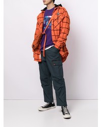 orange Flanell Langarmhemd mit Schottenmuster von AAPE BY A BATHING APE