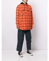 orange Flanell Langarmhemd mit Schottenmuster von AAPE BY A BATHING APE