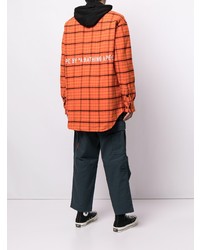 orange Flanell Langarmhemd mit Schottenmuster von AAPE BY A BATHING APE