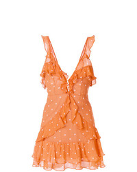orange gepunktetes gerade geschnittenes Kleid von For Love And Lemons
