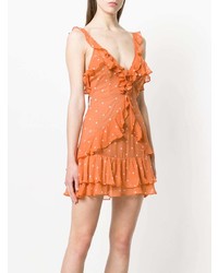 orange gepunktetes gerade geschnittenes Kleid von For Love And Lemons