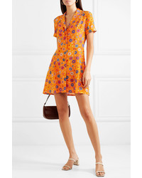 orange gerade geschnittenes Kleid aus Seide mit Blumenmuster von LHD