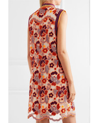 orange gerade geschnittenes Kleid aus Spitze mit Blumenmuster von Burberry