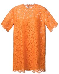 orange gerade geschnittenes Kleid aus Spitze