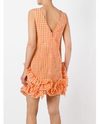 orange gerade geschnittenes Kleid mit Rüschen von MSGM