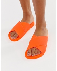 orange Gummi flache Sandalen von ASOS DESIGN