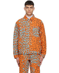 orange Harrington-Jacke mit Leopardenmuster von Awake NY