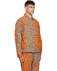 orange Harrington-Jacke mit Leopardenmuster von Awake NY