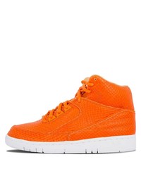 orange hohe Sneakers aus Leder mit Schlangenmuster