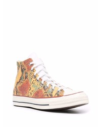 orange hohe Sneakers aus Leder mit Schlangenmuster von Converse