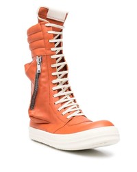 orange hohe Sneakers aus Leder von Rick Owens